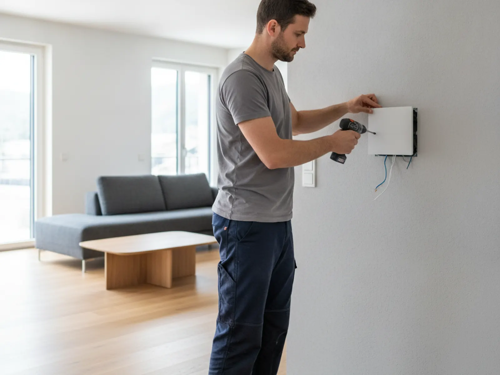 Panneau tactile de domotique KNX installé dans un intérieur moderne à Lausanne